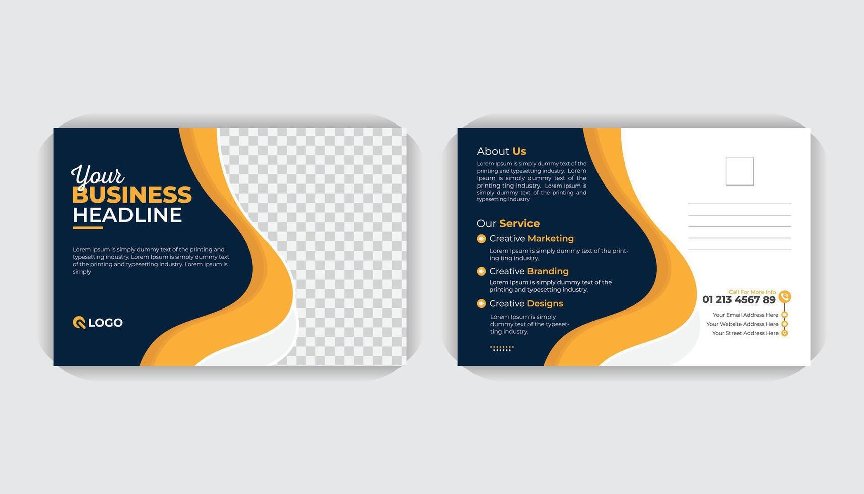 Abstract stylish Double sided Landscape poster, creative business solution marketing agency business postcard or modern flyer template vector