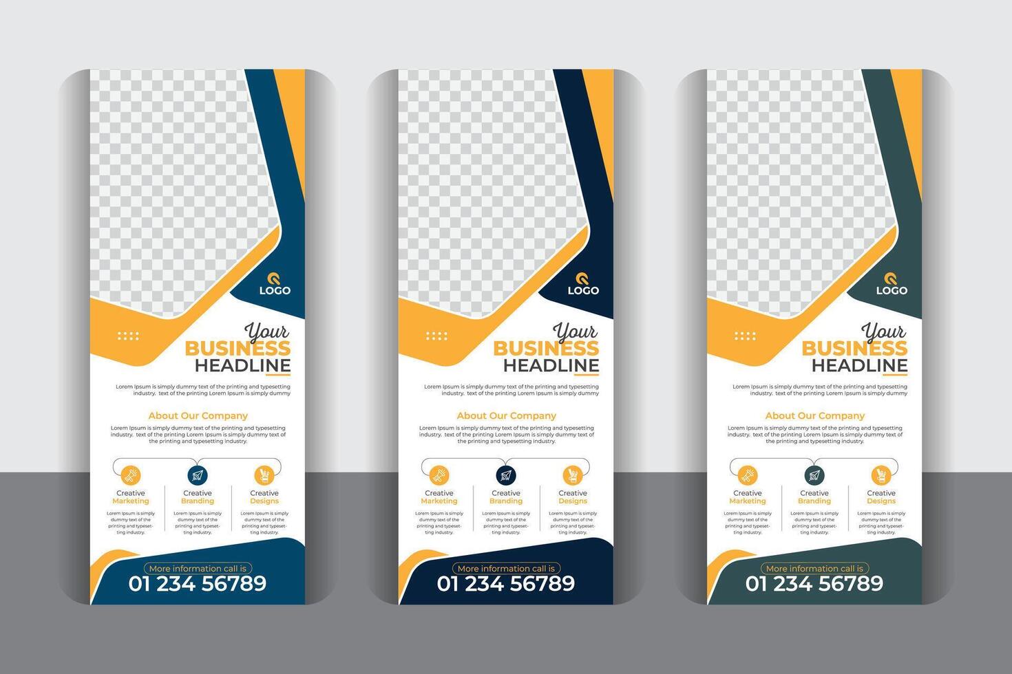Professional business pull up display banner, Roll up design modern x-banner and flag-banner design, Unique and modern style vector