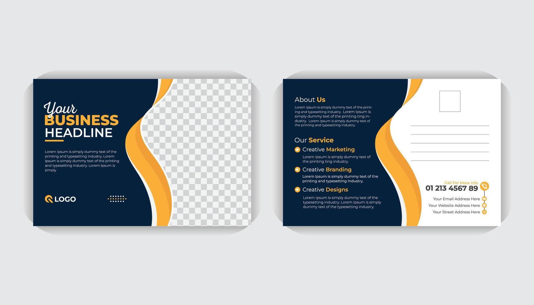 Corporate idea Abstract stylish Double sided Landscape poster, creative business solution marketing agency business postcard or modern flyer template vector