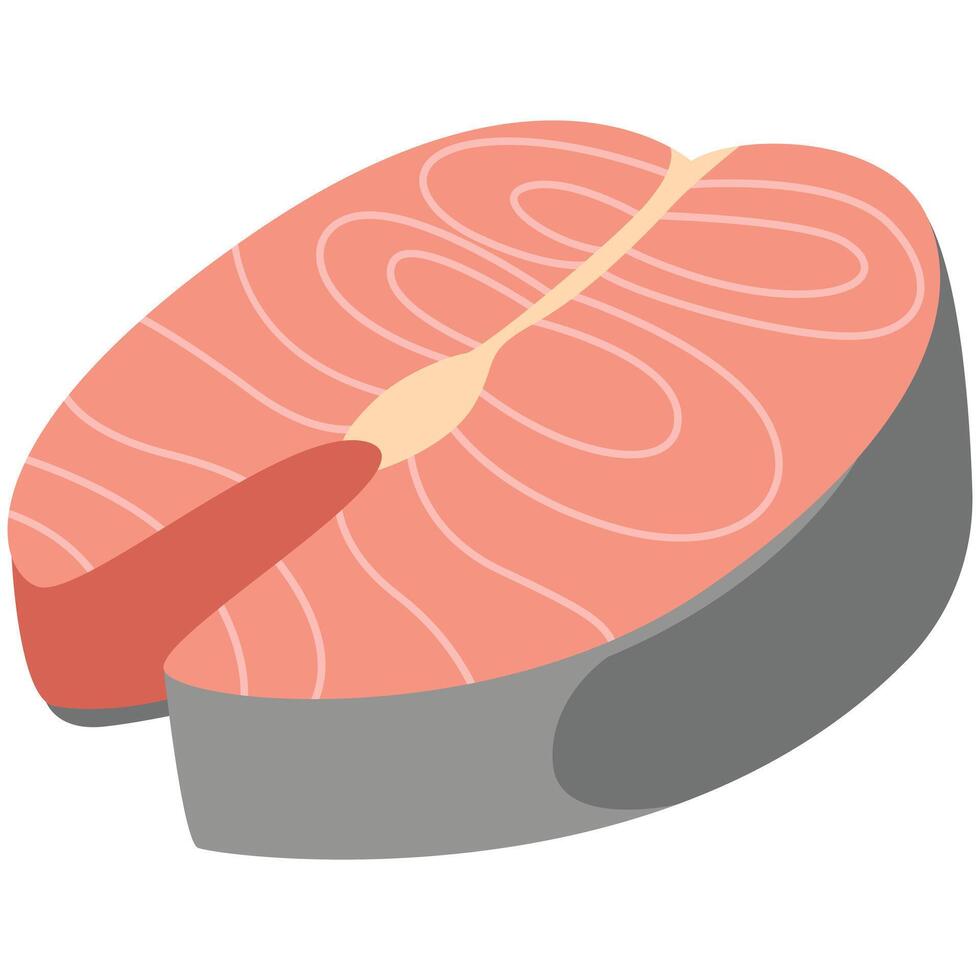 Salmon fillet with vibrant colors, fresh and raw. Suitable for food blogs, seafood menus, cooking recipes, culinary backgrounds, and print publications. vector