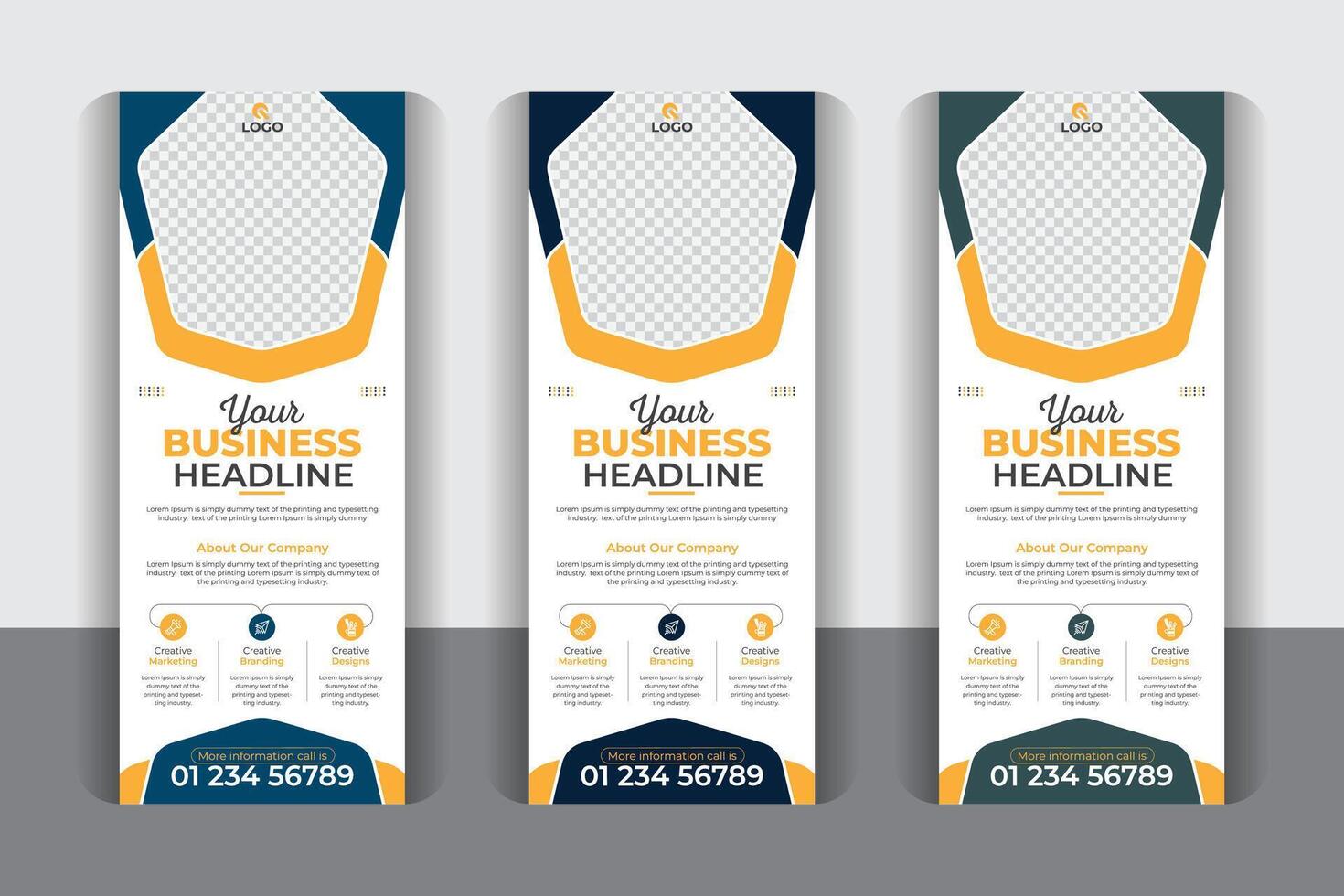 Creative business agency business pull up display banner, Roll up design modern x-banner and flag-banner design vertical template vector