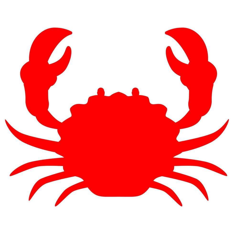 Red crab silhouette perfect for seafood menus, beachthemed designs, oceanrelated projects, summer promotions, party invitations, and nature illustrations. vector