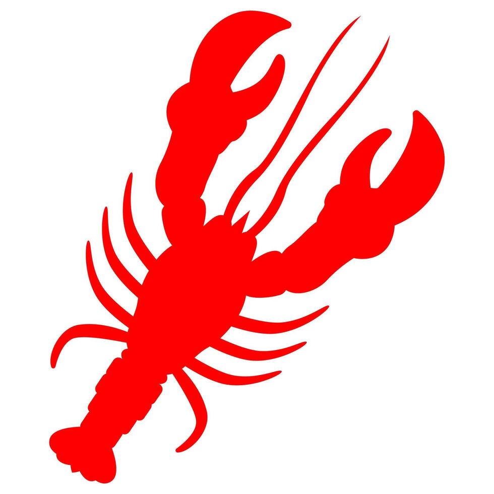 Red shrimp silhouette suitable for seafood logos, restaurant menus, and marine life illustrations. Adds a bold touch to designs. vector