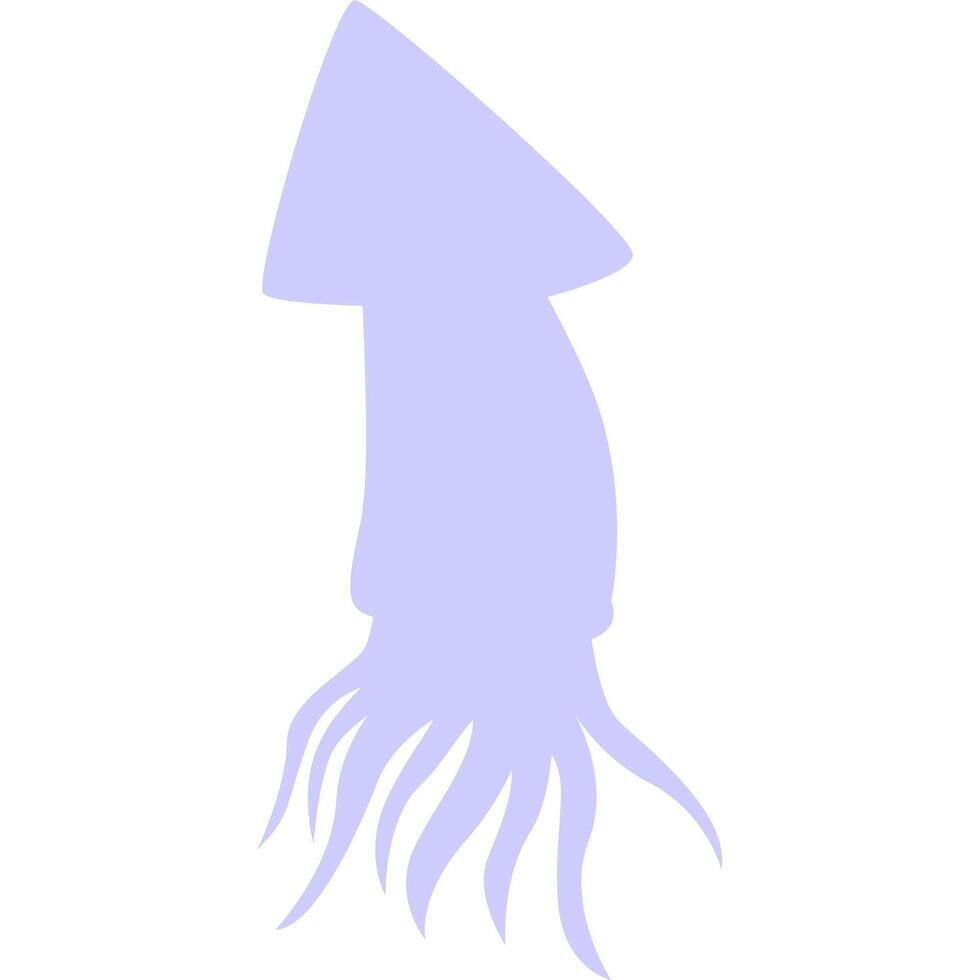 Purple squid silhouette on white background, ideal for marinethemed designs, logos, or print materials needing a nature touch. vector