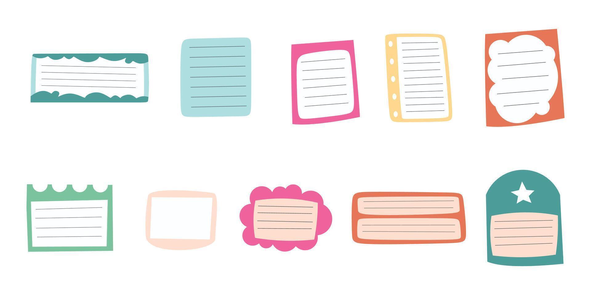 Flat Sticky Note Set Illustration vector