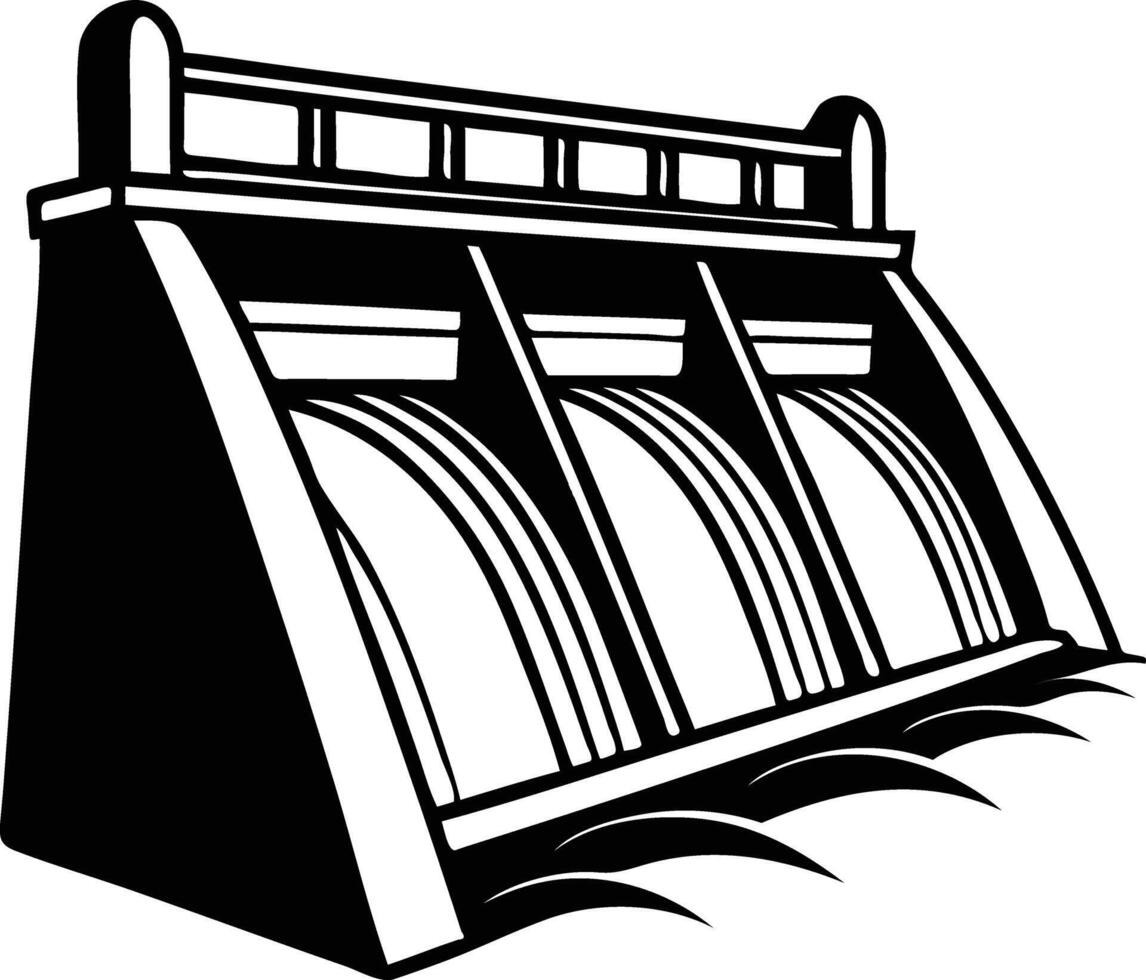 Majestic Water Dam Silhouette Available on EPS File vector