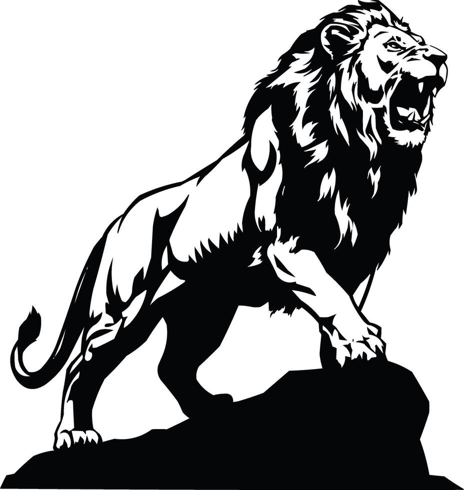 Silhouette Lion Full Body Standing Available on EPS File vector