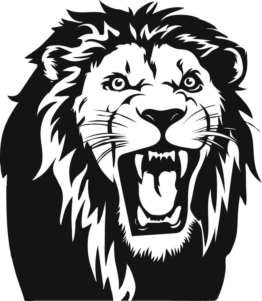 Silhouette Lion Full Body Roaring Available on EPS File vector