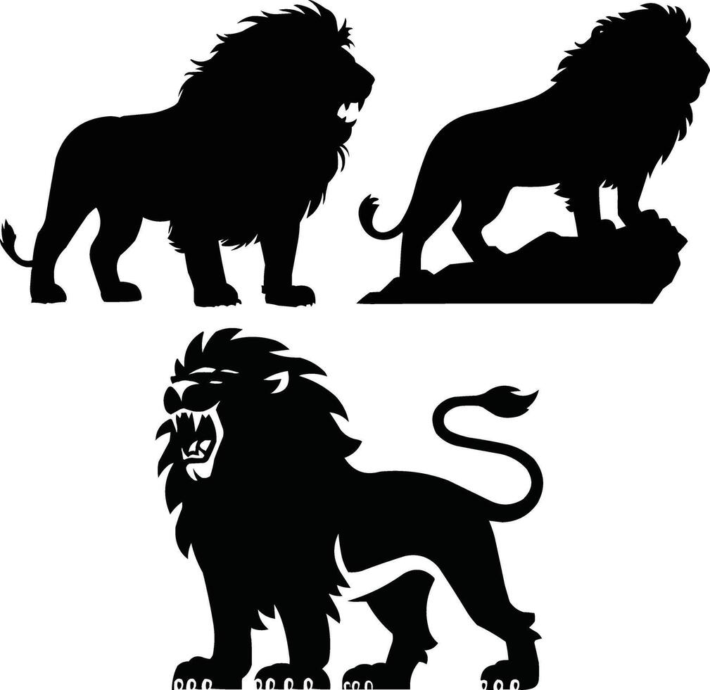 Silhouette Lion Full Body in Profile Available on EPS File vector