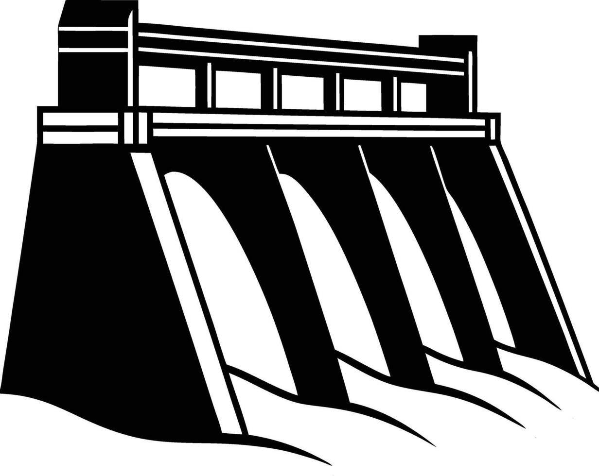 Scenic Water Dam Silhouette Available on EPS File vector