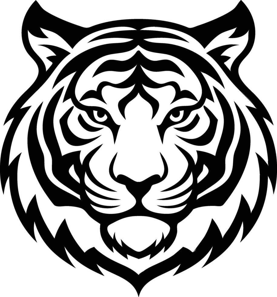 Fierce Tiger Head Silhouette Available on EPS File vector