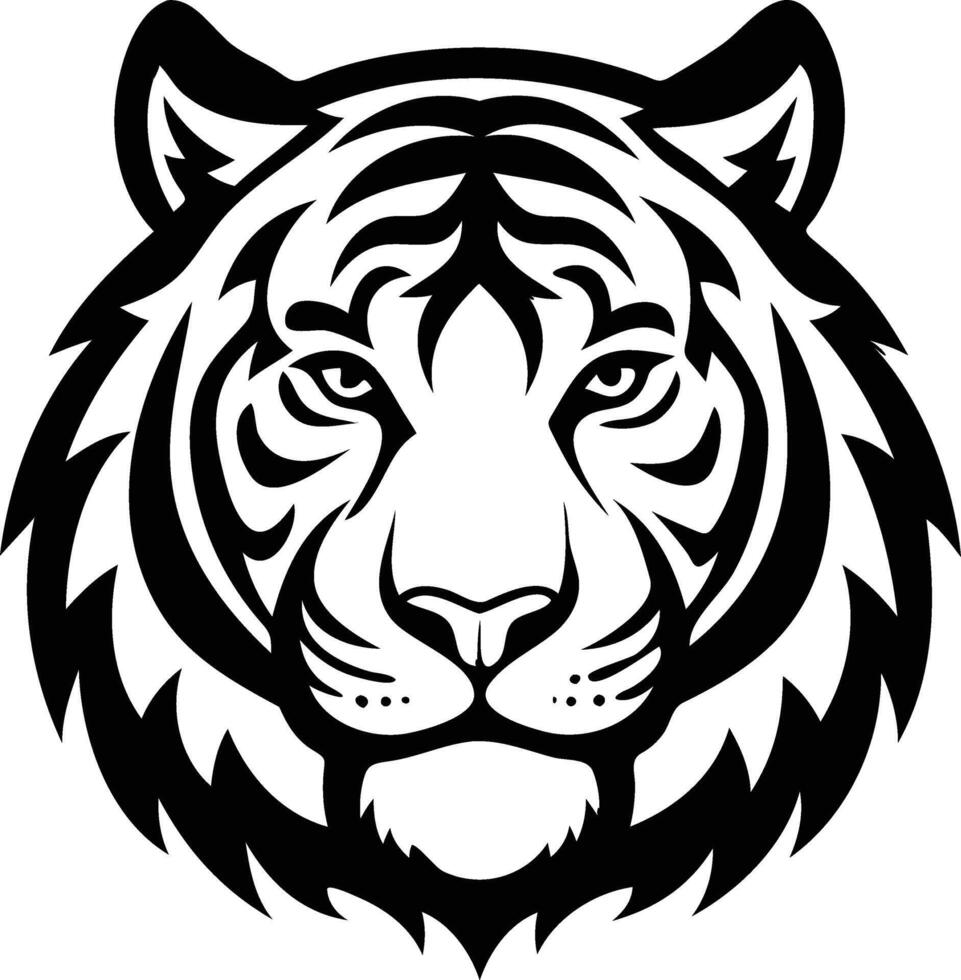 Roaring Tiger Head Silhouette Available on EPS File vector