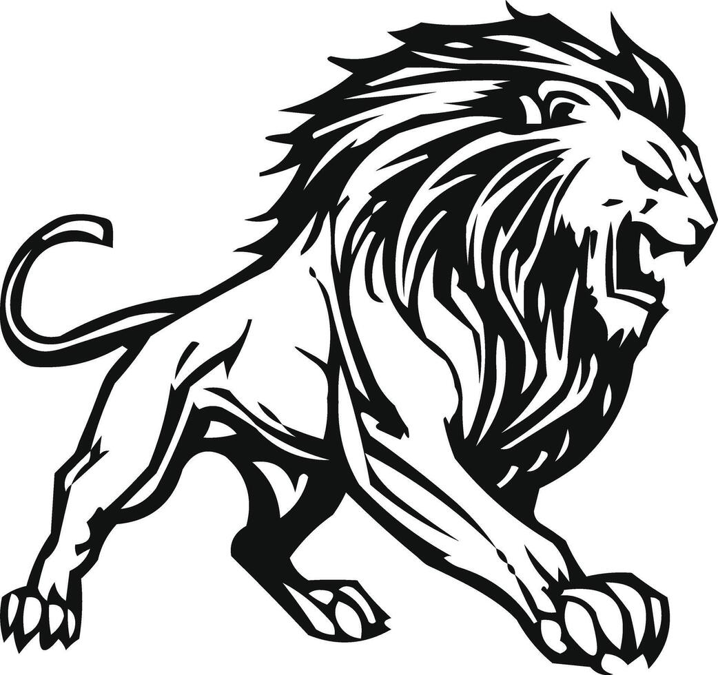 Silhouette Lion Full Body Walking Available on EPS File vector