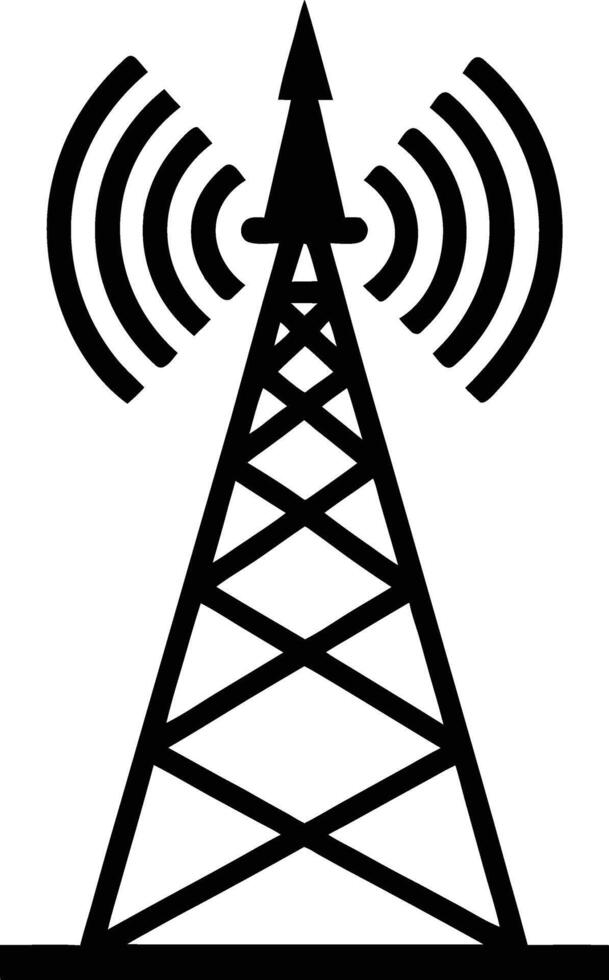 High-Tech Transmitting Tower Silhouette Available on EPS File vector