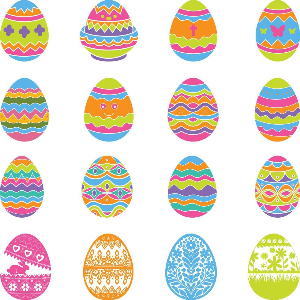 Easter Eggs Collection Set Silhouette, Decorative Easter Egg, Colorful Easter Eggs Collection illustration vector