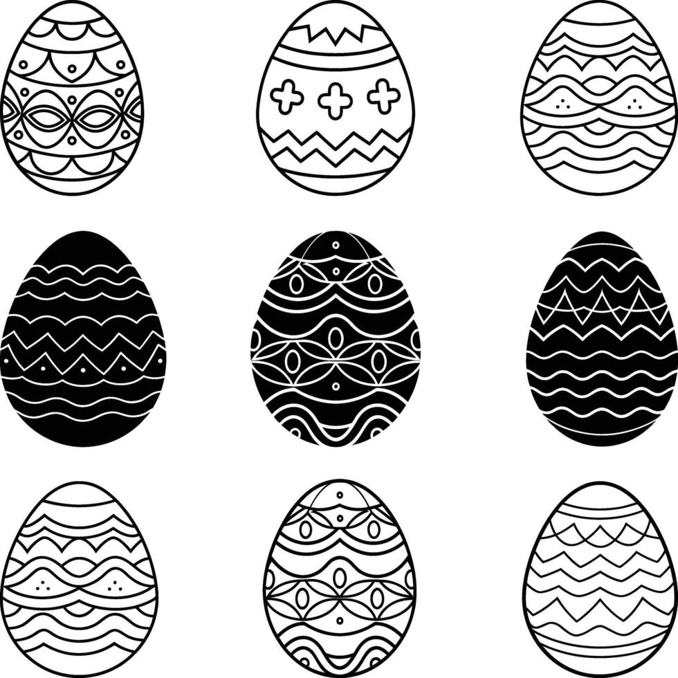 Easter Eggs Collection Set Silhouette, Decorative Easter Eggs Collection illustration vector