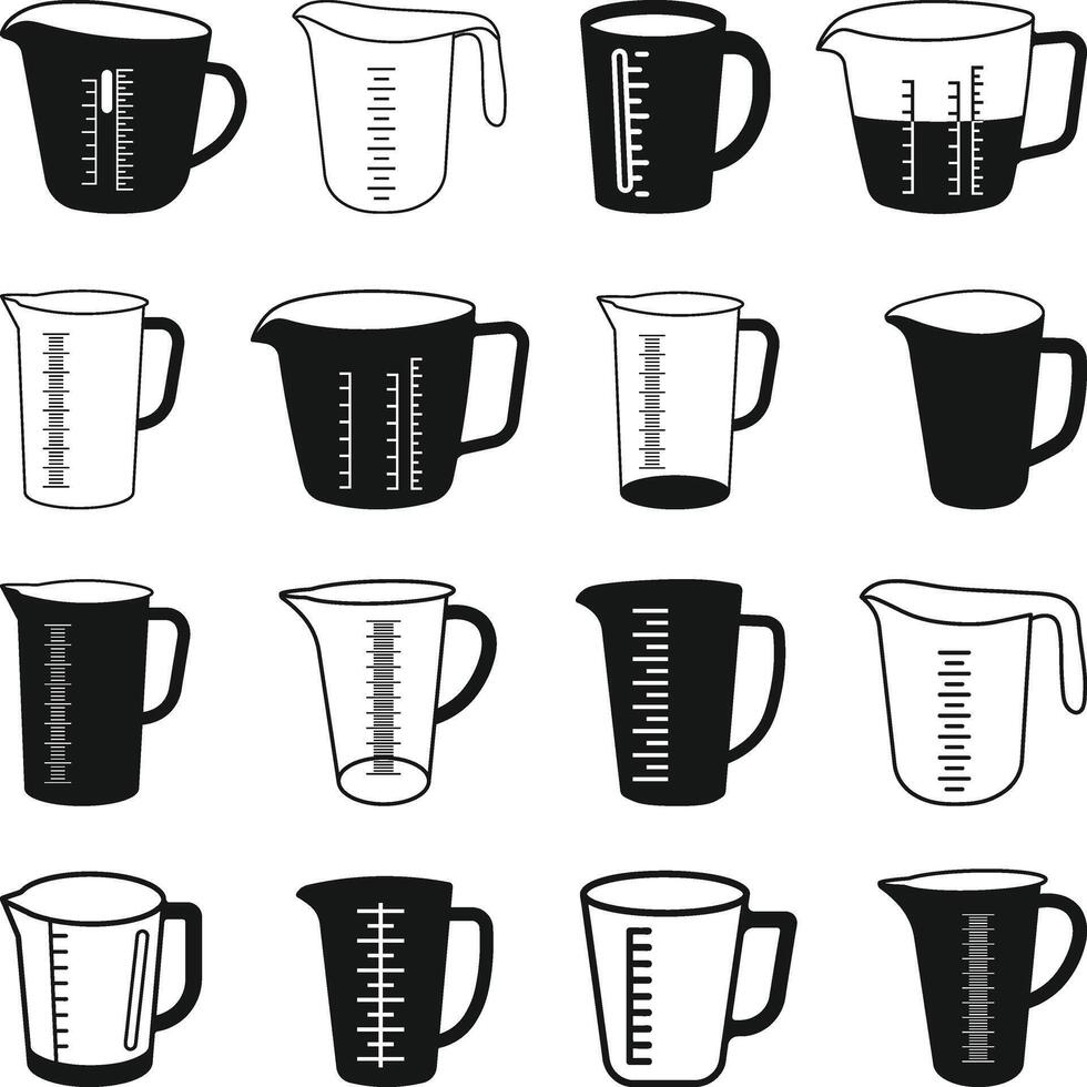 Measuring Cups Set, Measuring Mugs Silhouette Illustration vector