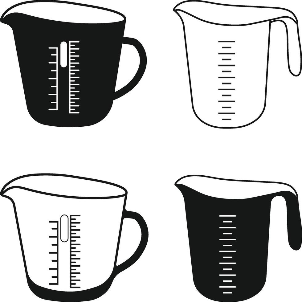 Measuring Cups and Mugs Set, Measuring Mug Silhouette Illustration vector