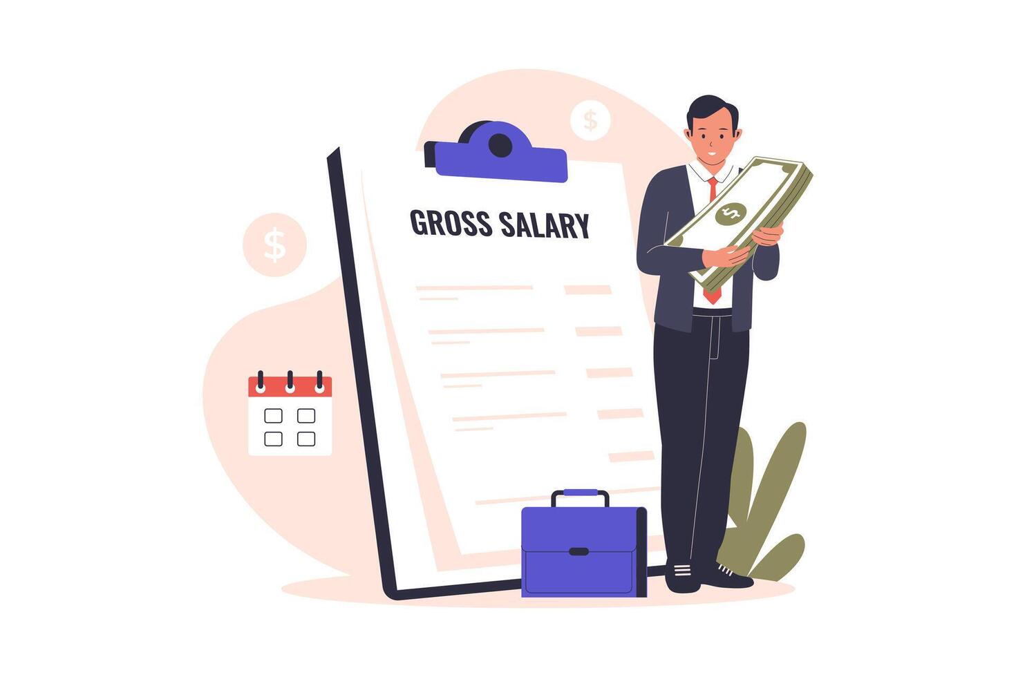 Gross salary illustration vector