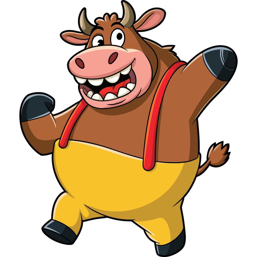 Energetic Nickelodeon Cow on White Background. vector