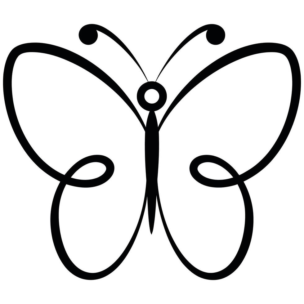 Elegant Butterfly Sketch in Thin Strokes. vector
