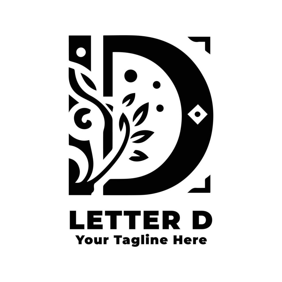 Logo Letter D Simple Illustration Black And White vector
