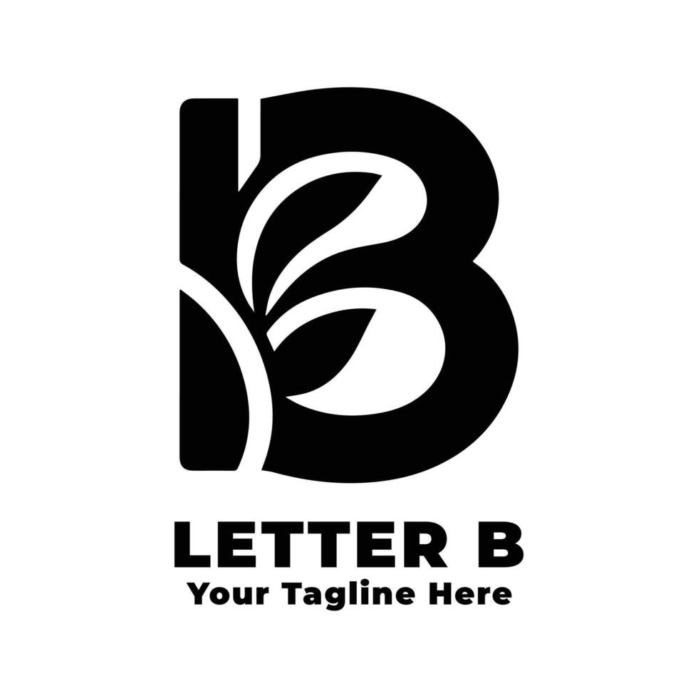Letter B Simple Logo Illustration Black And White vector