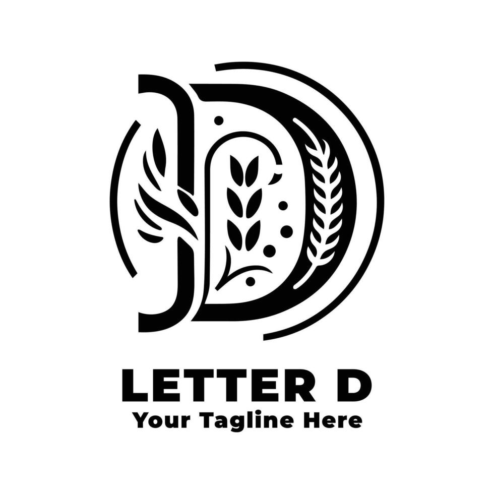Logo Simple Letter D Design Black And White vector