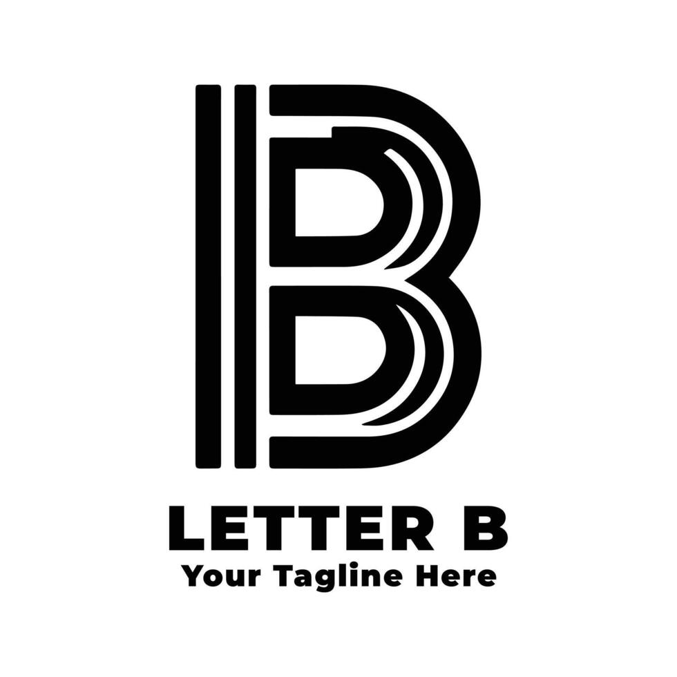 Simple Letter B Logo Design Black And White vector