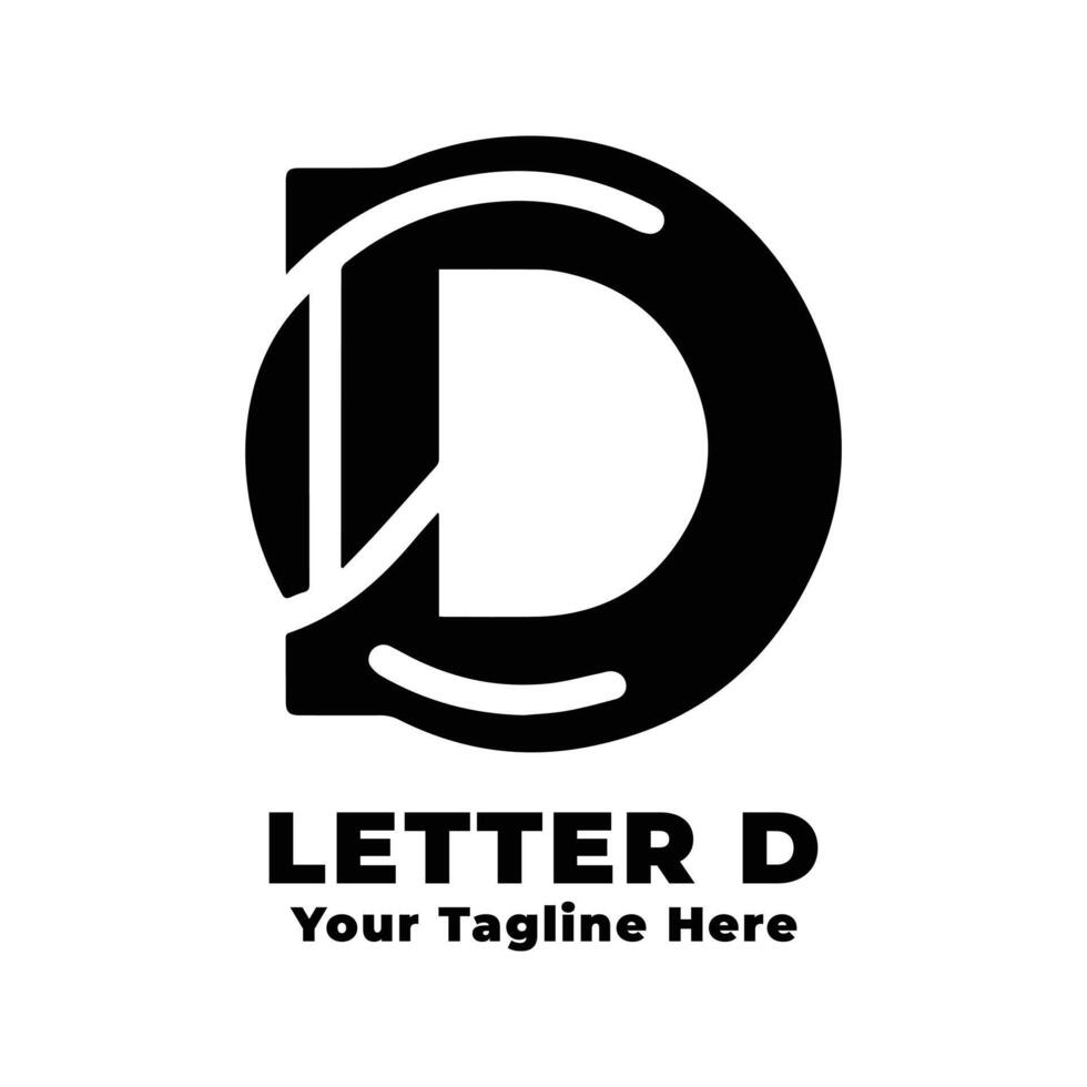 Letter D Logo Simple Illustration Black And White vector