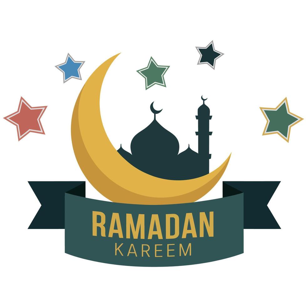 Ramadan kareem logo with a crescent and stars vector
