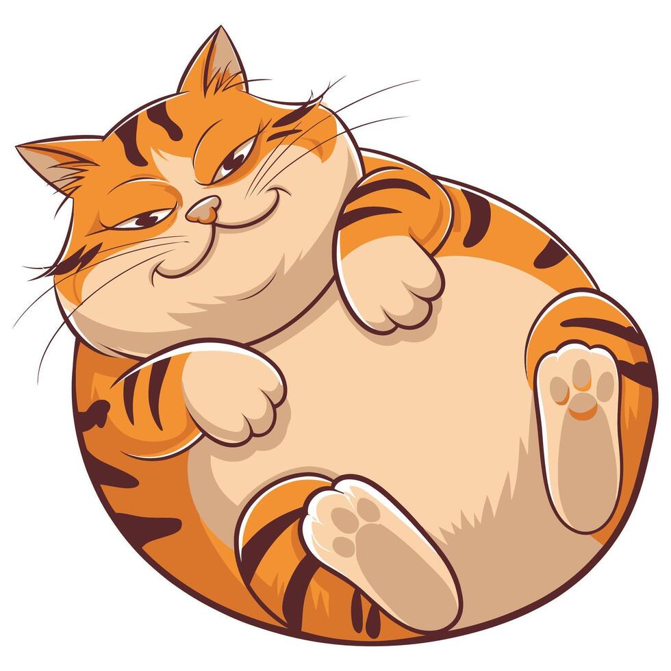 Lazy Orange Tabby Cat Cartoon. vector