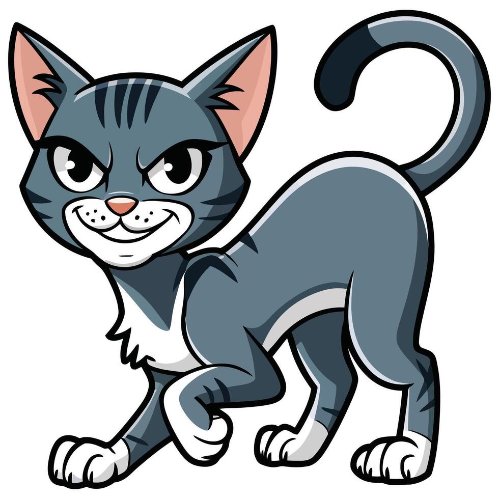 A cartoon cat with a big smile vector