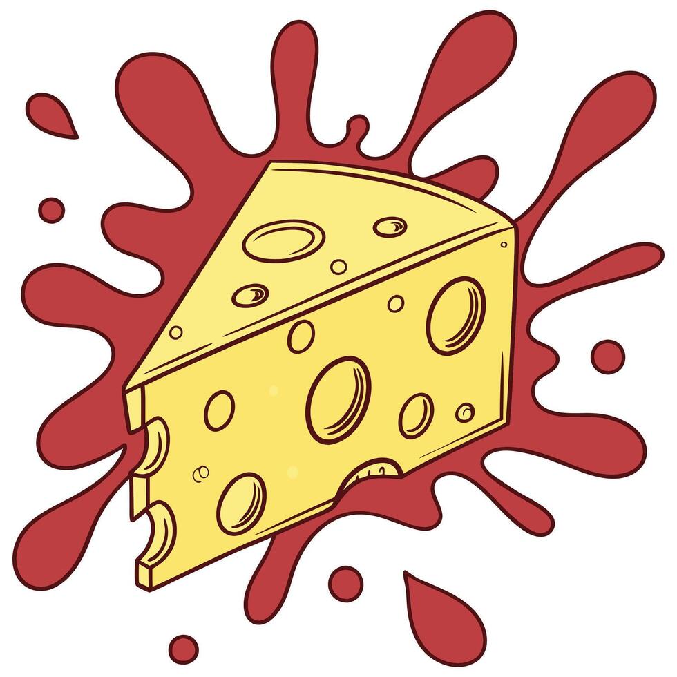Minimalist Cheese Illustration on White Background. vector