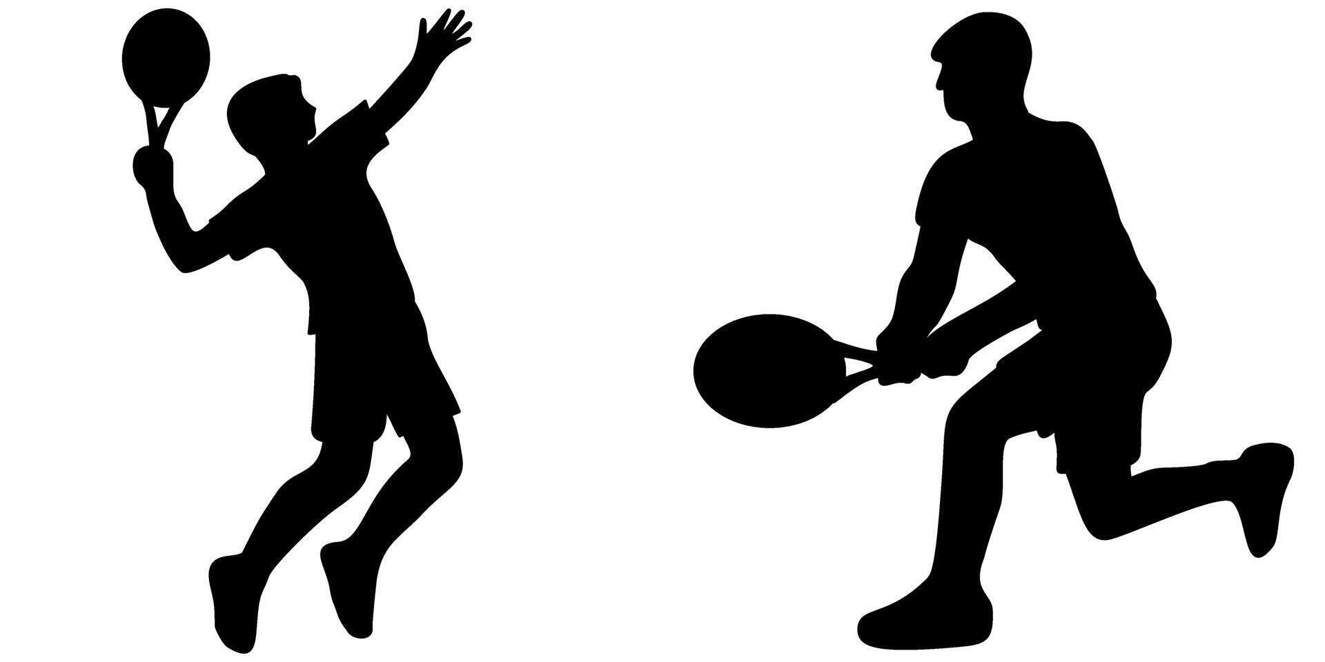Set shadow of a male tennis player vector