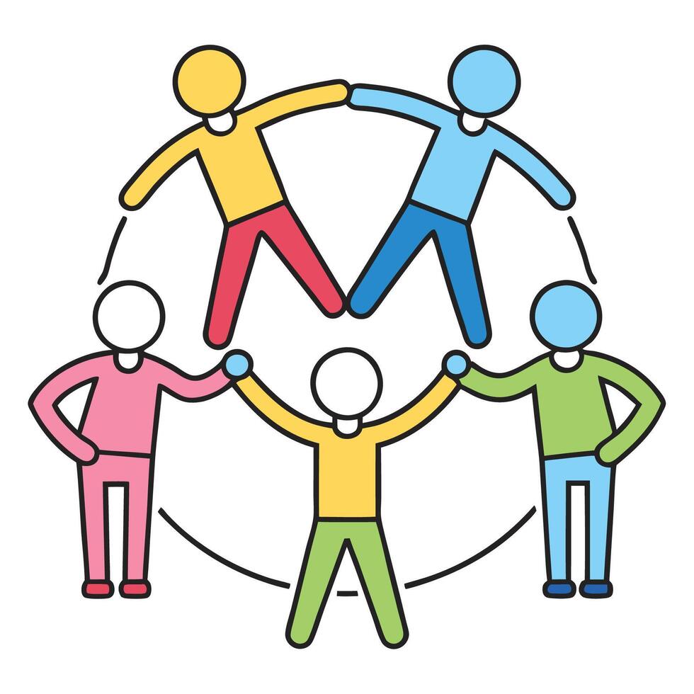 Unity or together we build future icon or friendship icon vector
