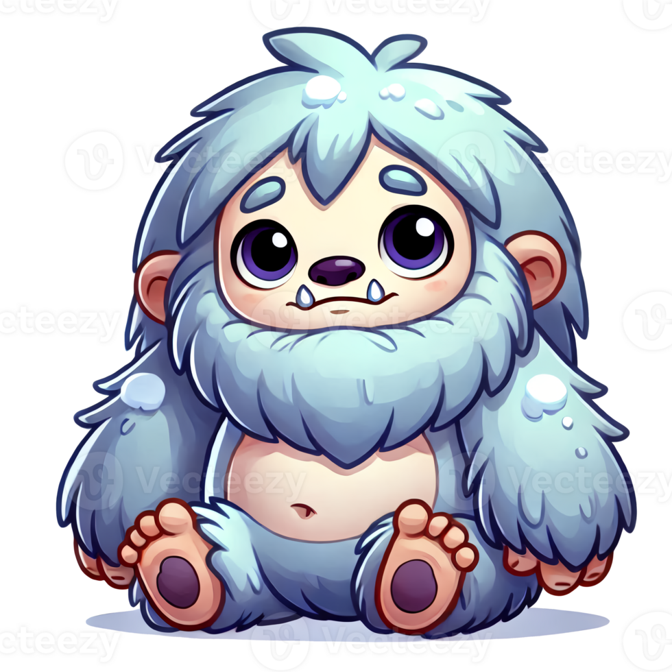 A cartoon yeti with big eyes and big ears png