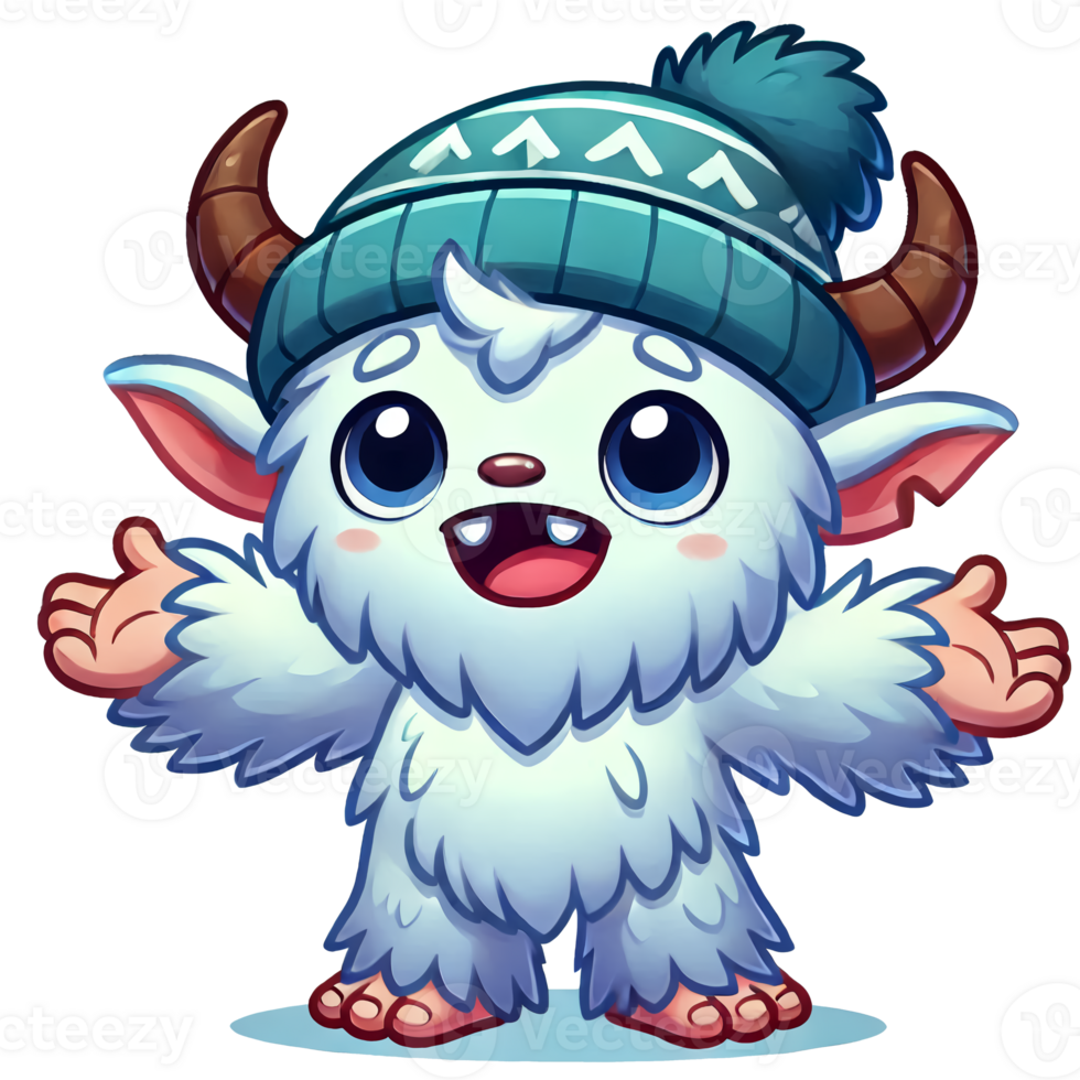 A cute little white bear wearing a hat and holding his arms out png