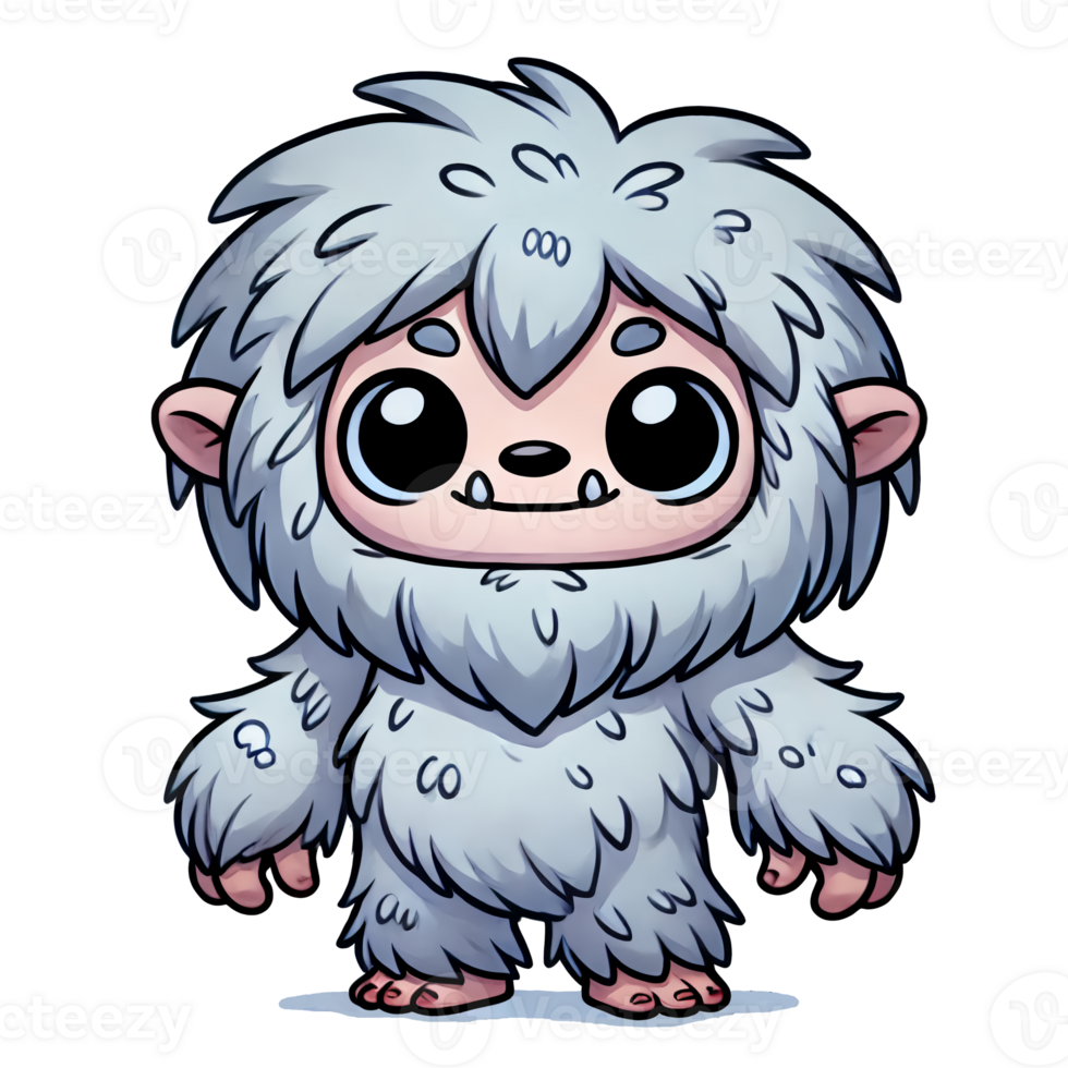 A cartoon yeti with big eyes and big teeth png