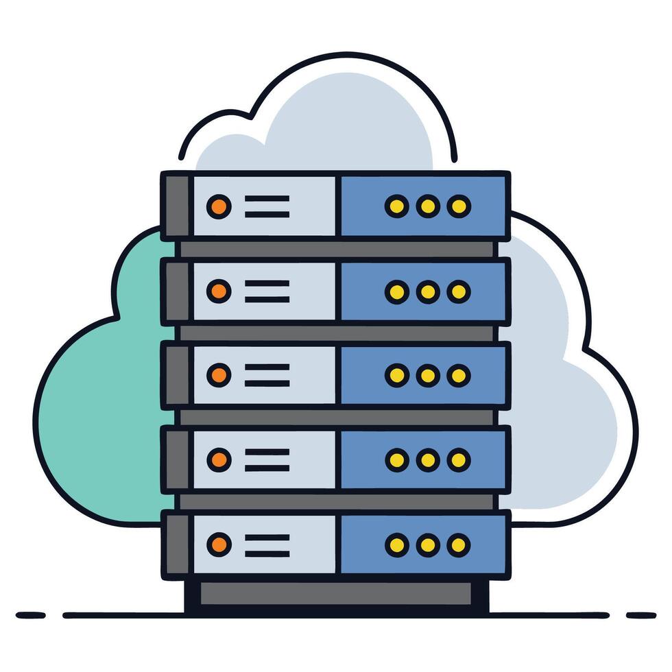 Spaces Object Storage concept, Media Server Rack, server rack icon illustration vector