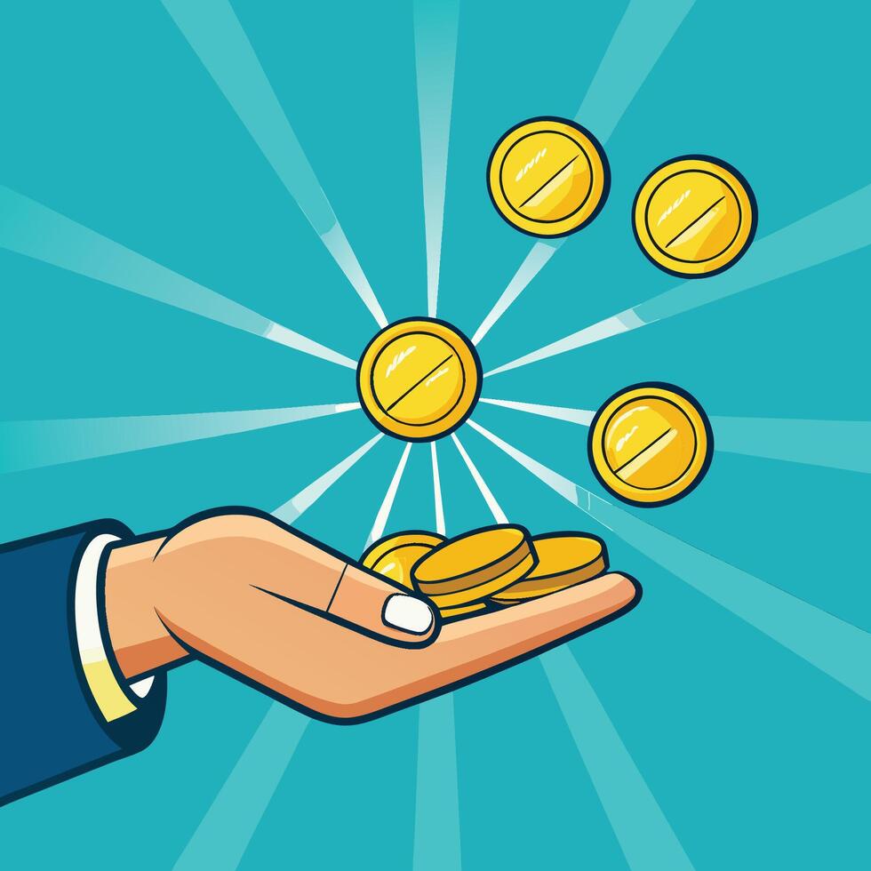 Hand with Flying Coin Icon vector