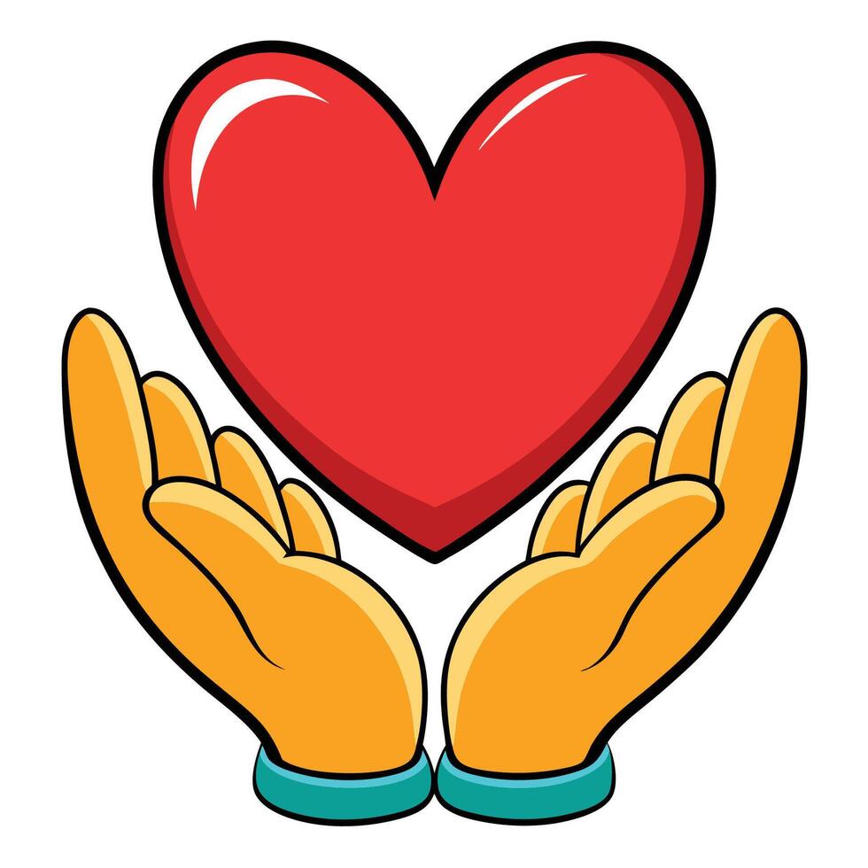 hand holding a heart minimal icon vector