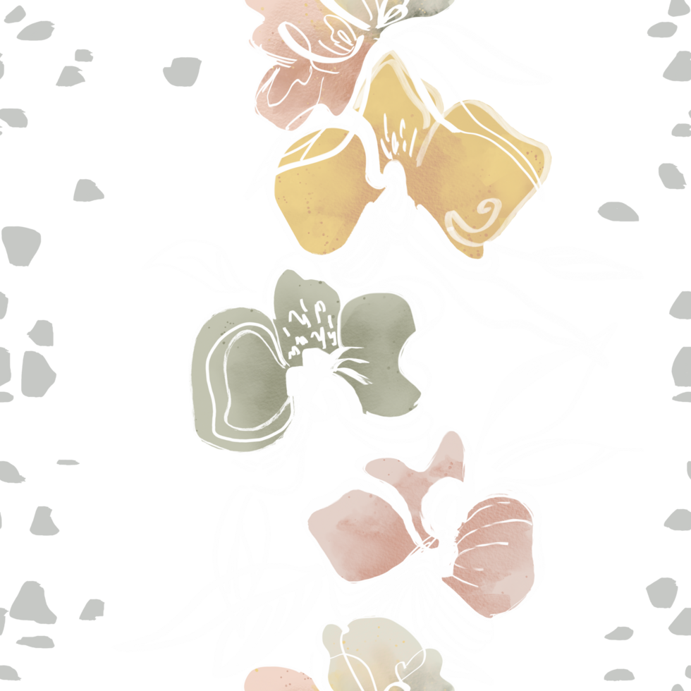 seamless pattern features an abstract floral design in soft pastel tones, combining gentle shades of pink, yellow, green, and white, Perfect for home decor, textiles, packaging png