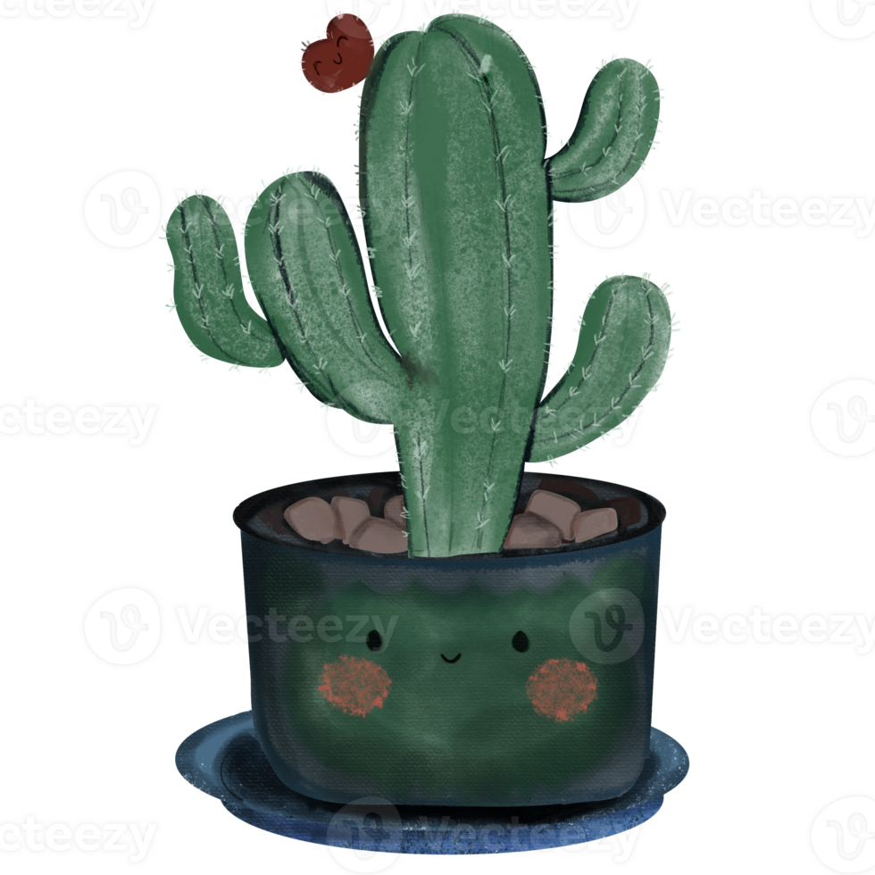 Cute cactus with red heart png