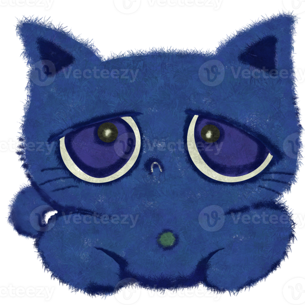 sad blue cat with big eye png