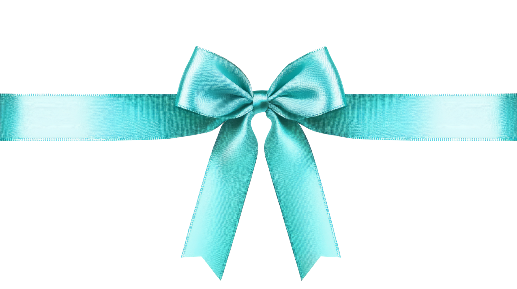 Elegant Aqua Blue Satin Ribbon Bow with Tails Perfect for Gift Wrapping Decoration and Design png