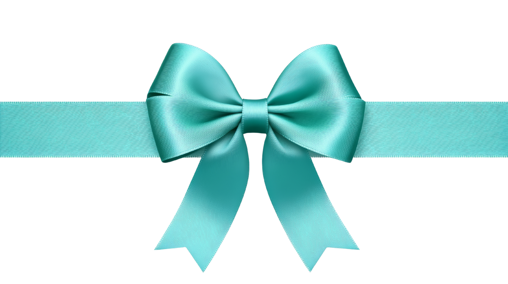 Elegant aqua blue satin ribbon bow and ribbon isolated transparent background perfect for gift png