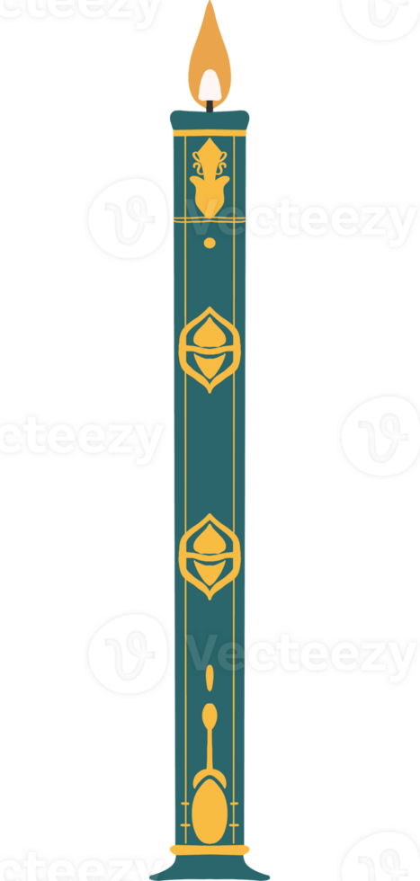 Gold pattern on green candle with frames for decoration. png