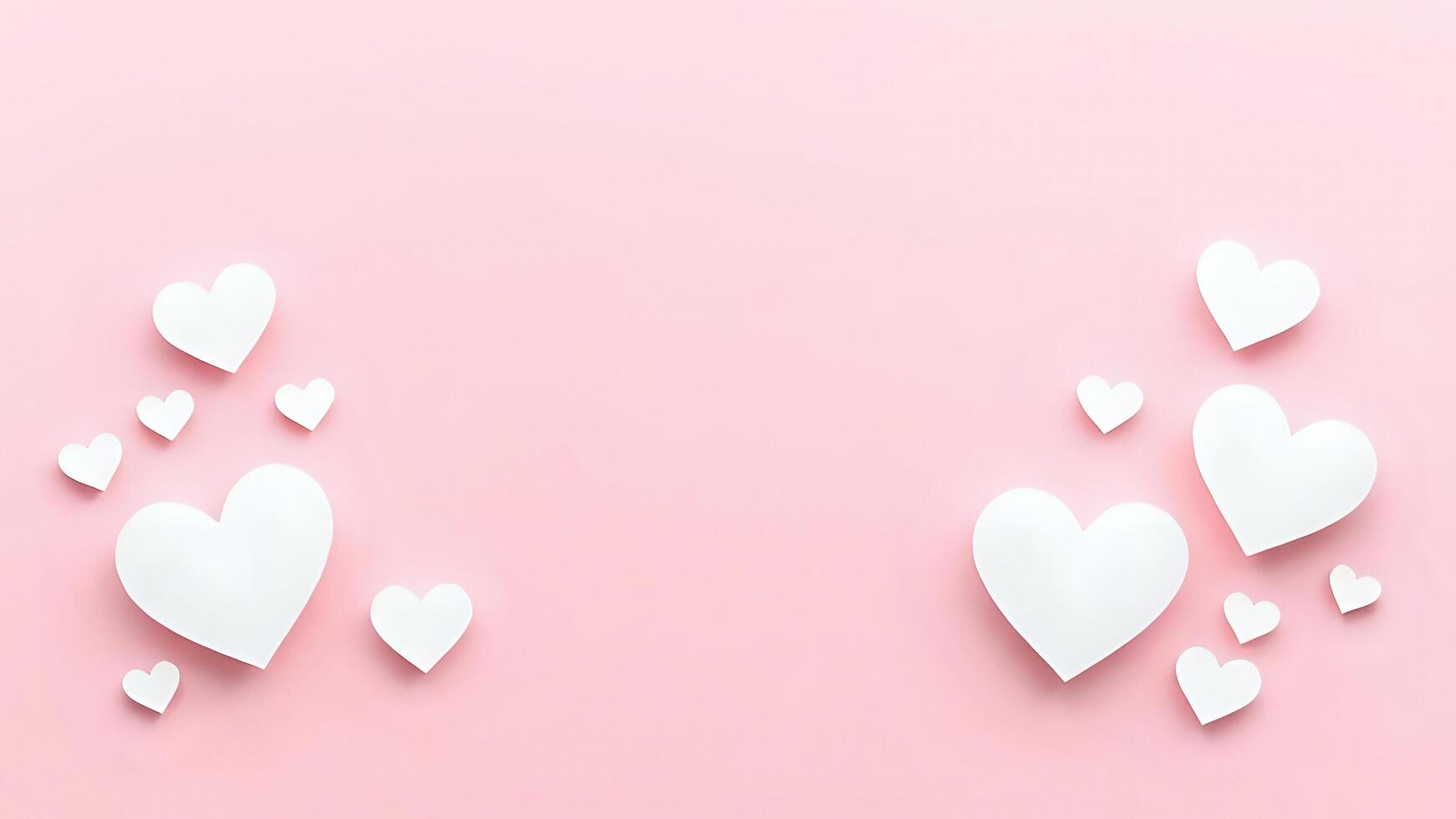 Modern minimalist Valentine Day background with paper hearts photo