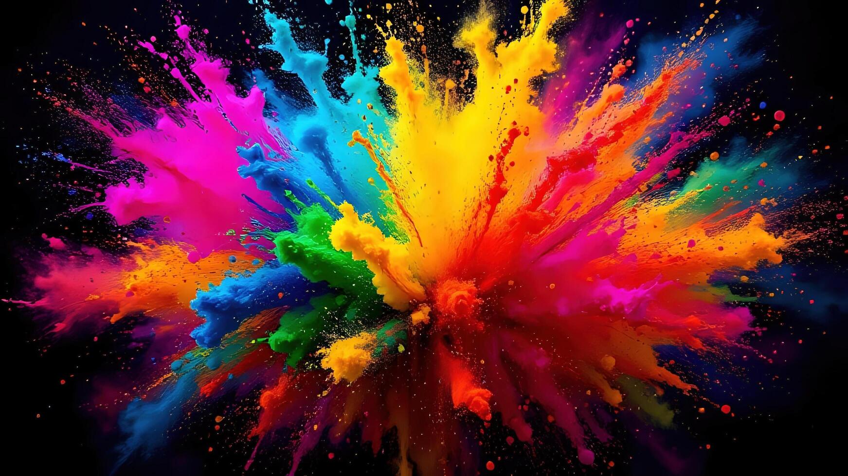 Vibrant Color Explosion with Multicolored Dust and Glitter Splashes photo